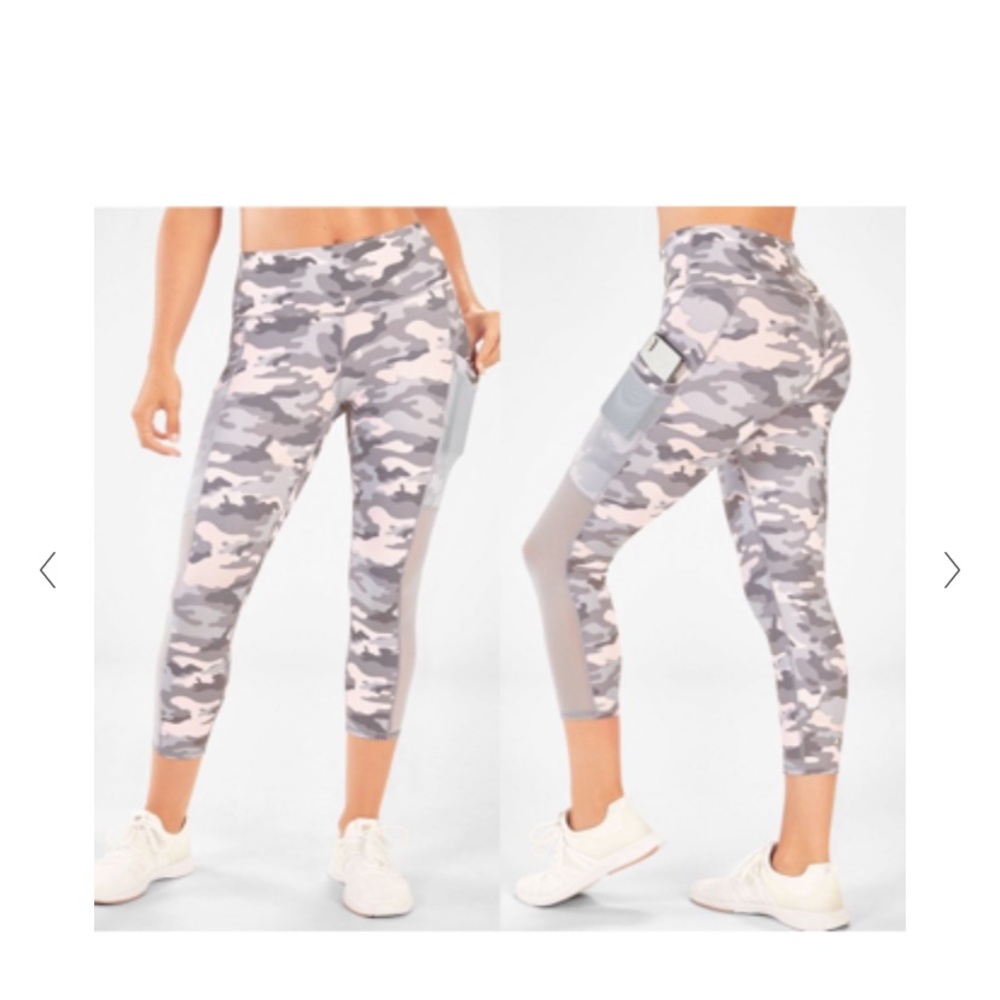 Fabletics On-the-Go High-Waisted Capri (pink camo)